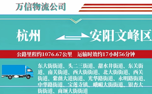 杭州到安阳文峰区物流公司