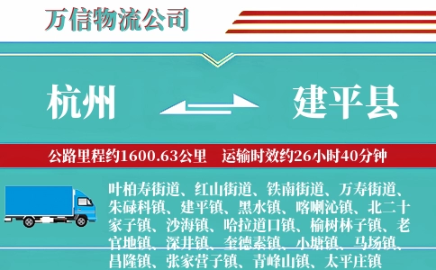 杭州到建平县物流公司
