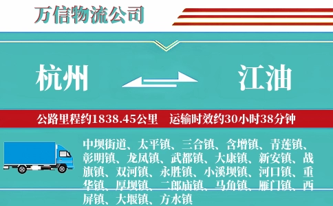 杭州到江油物流公司