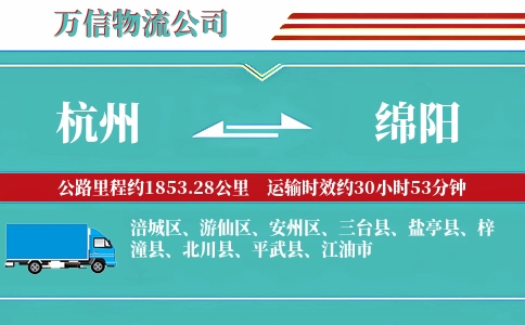杭州到绵阳物流公司