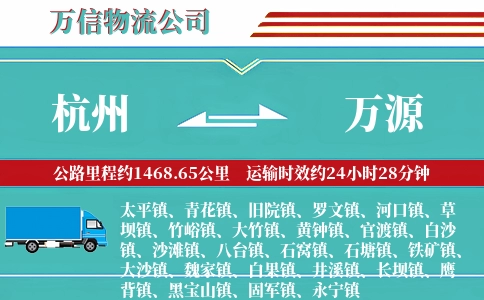杭州到万源物流公司