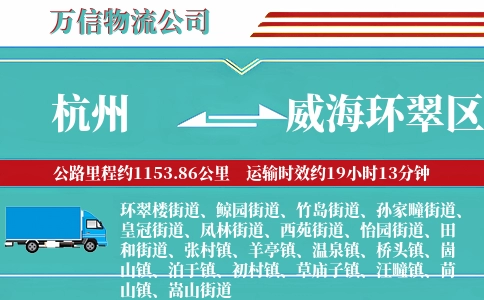 杭州到威海环翠区物流公司