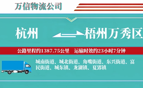 杭州到梧州万秀区物流公司