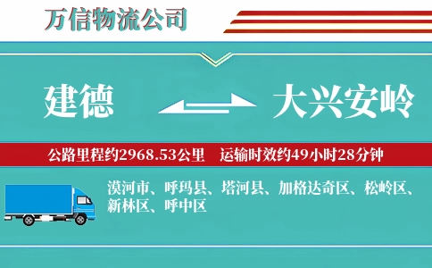 建德到大兴安岭物流公司
