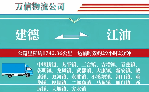 建德到江油物流公司