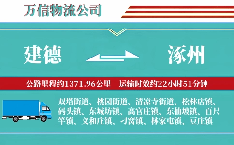 建德到涿州物流公司