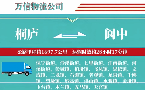 桐庐到阆中物流公司